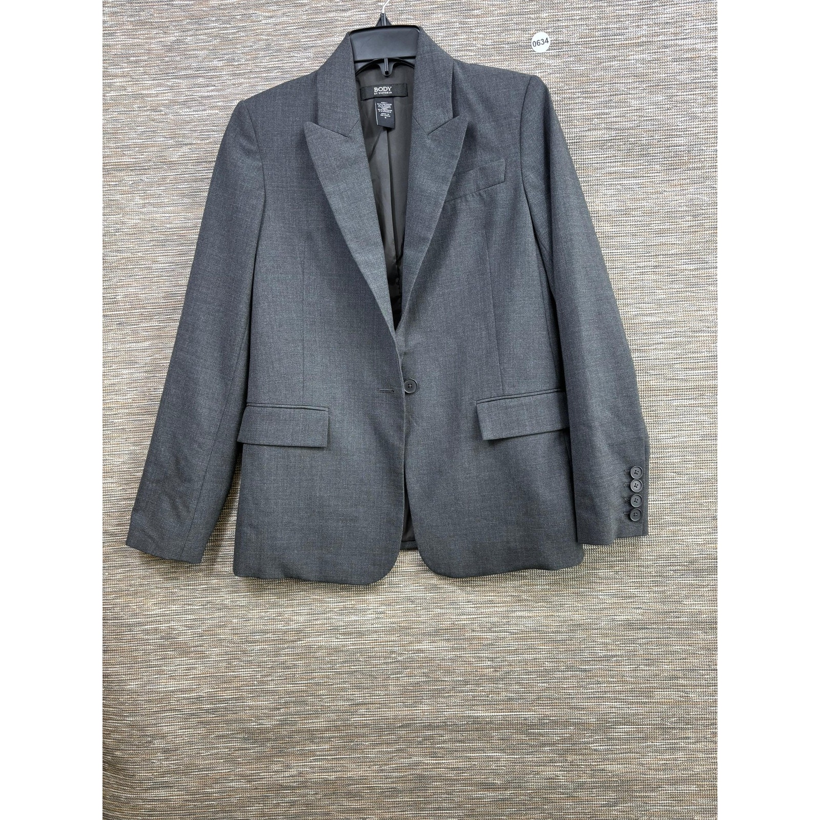 Body By Victoria Blazer Womens Sz 2 Gray One Button Stretch Lined Career Jacket